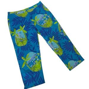 LILLY PULITZER VTG ESTATE GUITAR PLAYING FROG TROPICAL PALM CROP CAPRI 8 Petite